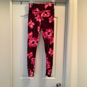 No Boundaries Junior Pink purple Black Floral Leggings Sm (3-5) NWT